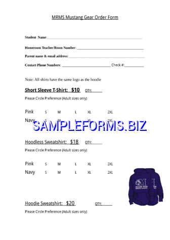 T-Shirt Order Form 1 doc pdf free